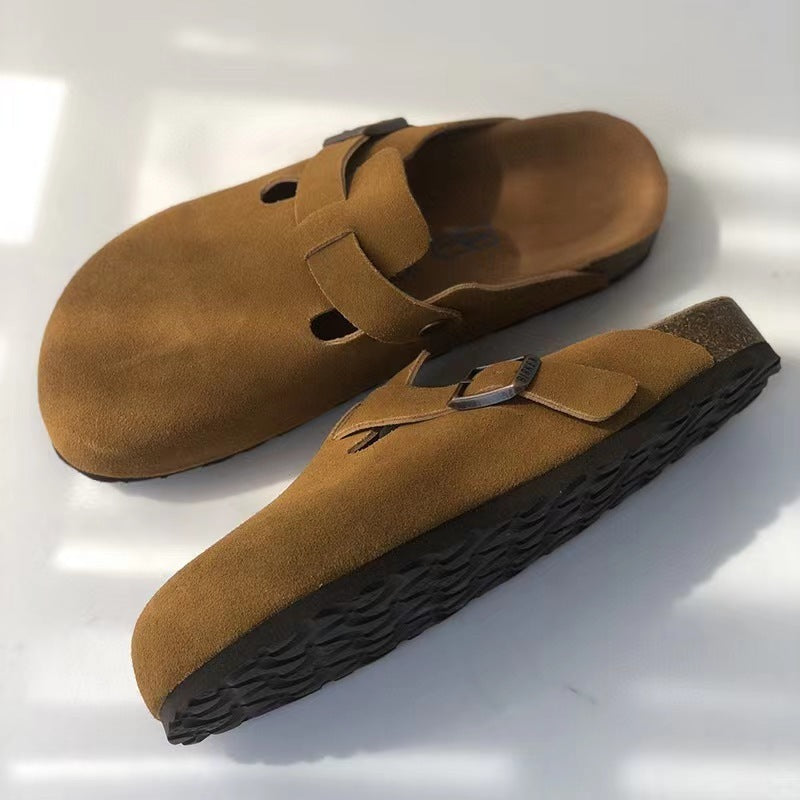 Men's suede clogs adjustable buckle