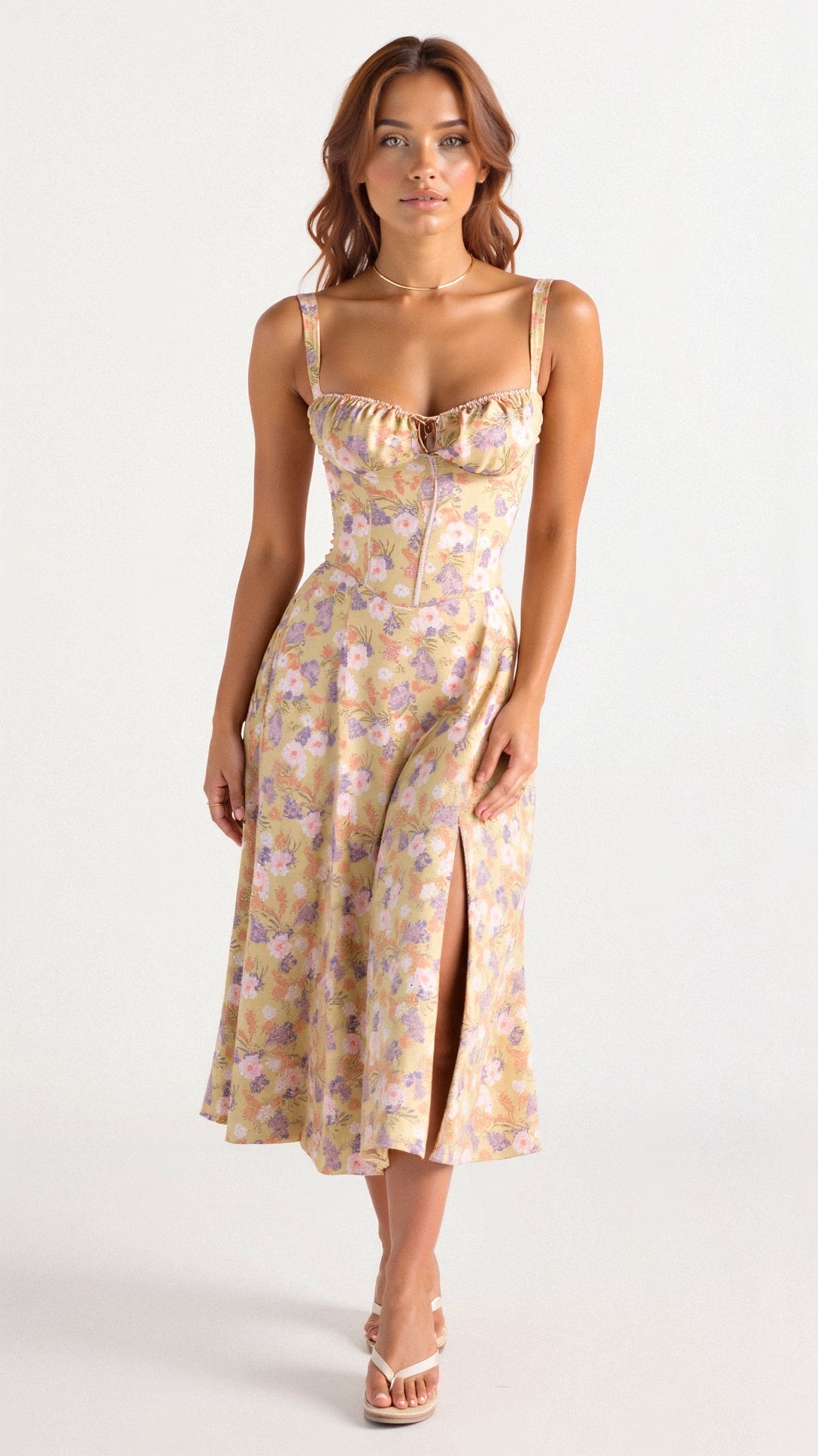 Floral Corset Midi Dress