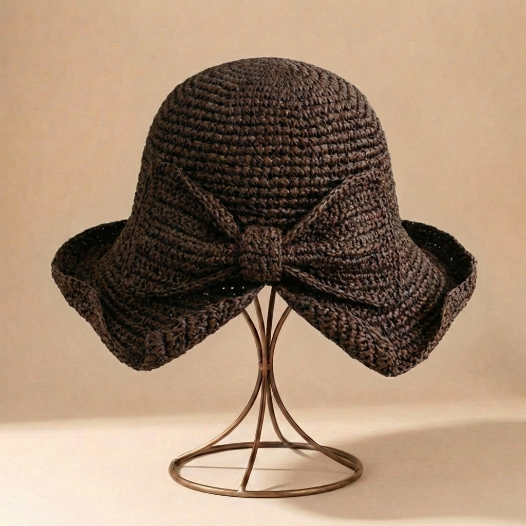 Women's bucket sun hat | wide brim with bow detail | casual holiday cap