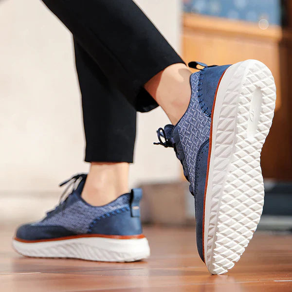 Men's leather sneakers - breathable lightweight trainers - casual daily