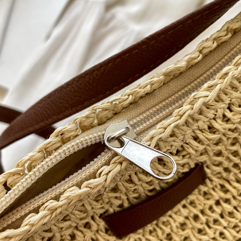 Women's bohemian shoulder bag - spacious woven tote - casual everyday