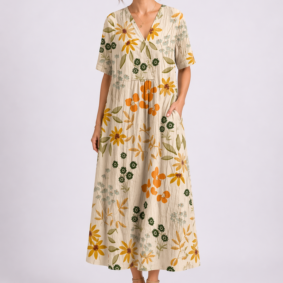 Floral Midi Dress V-Neck
