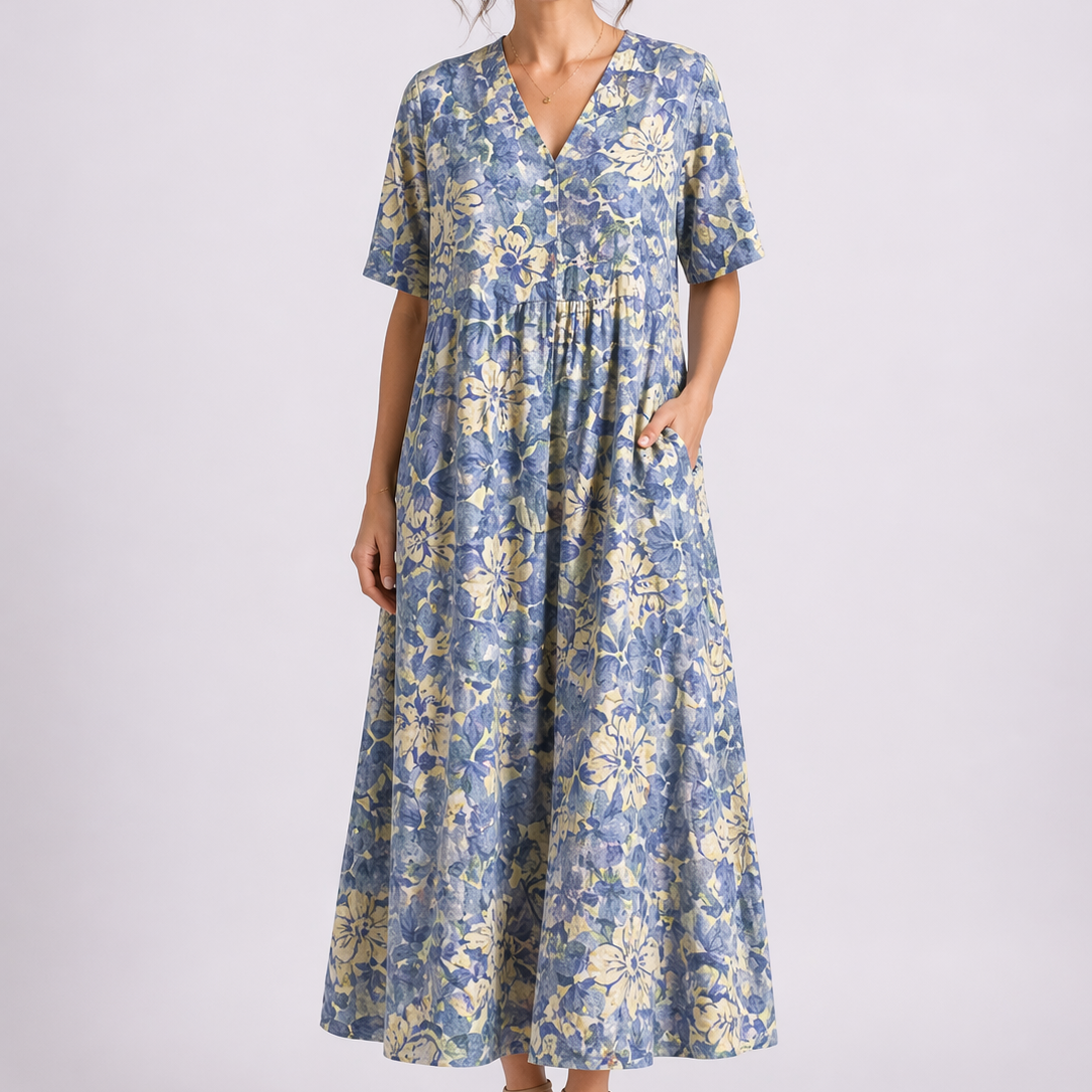 Floral Midi Dress V-Neck