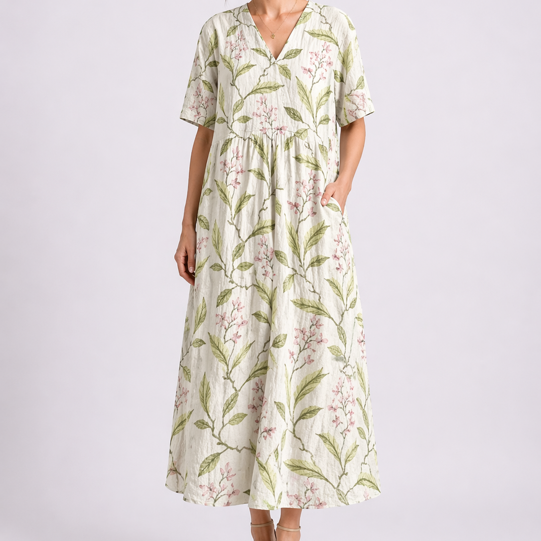 Floral Midi Dress V-Neck