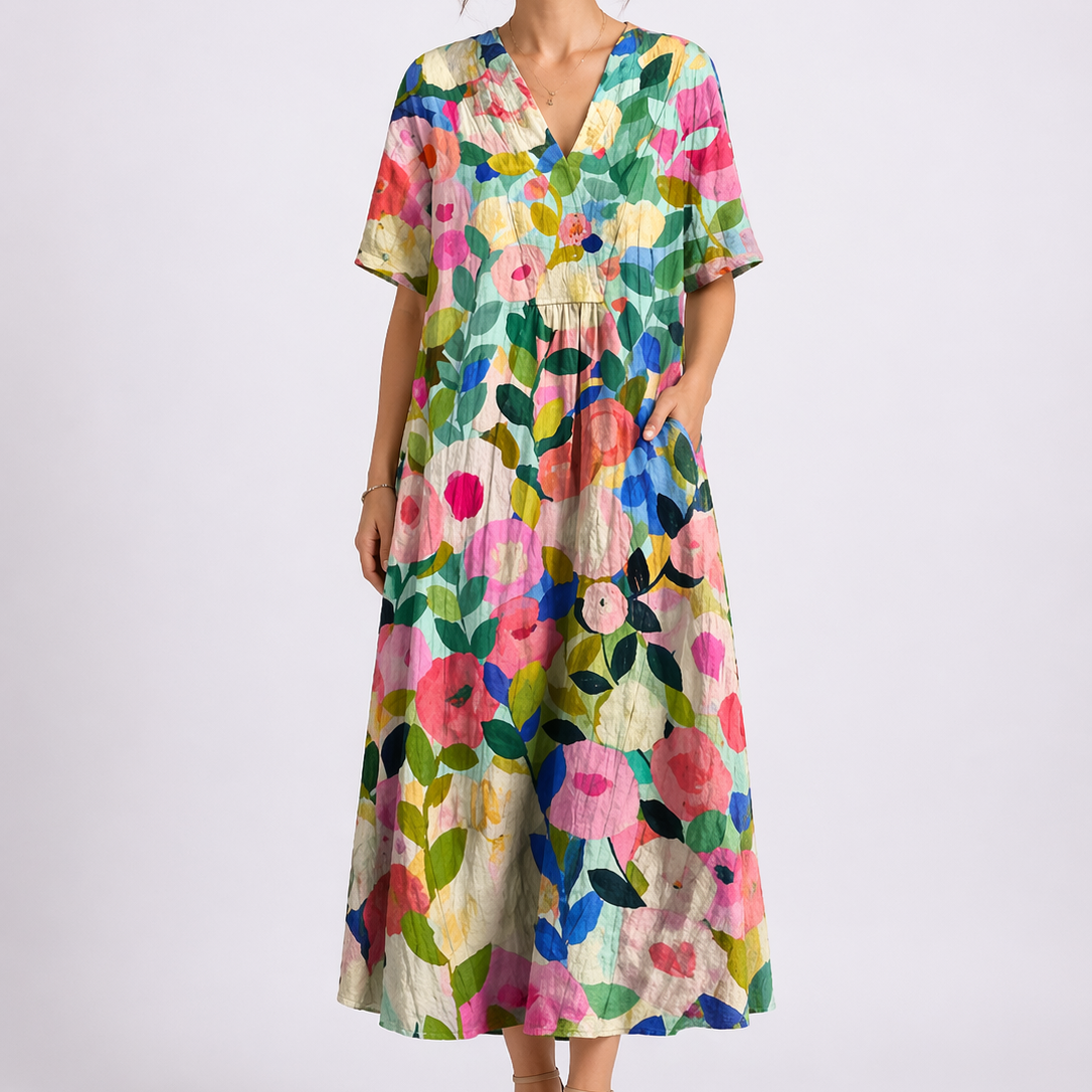 Floral Midi Dress V-Neck