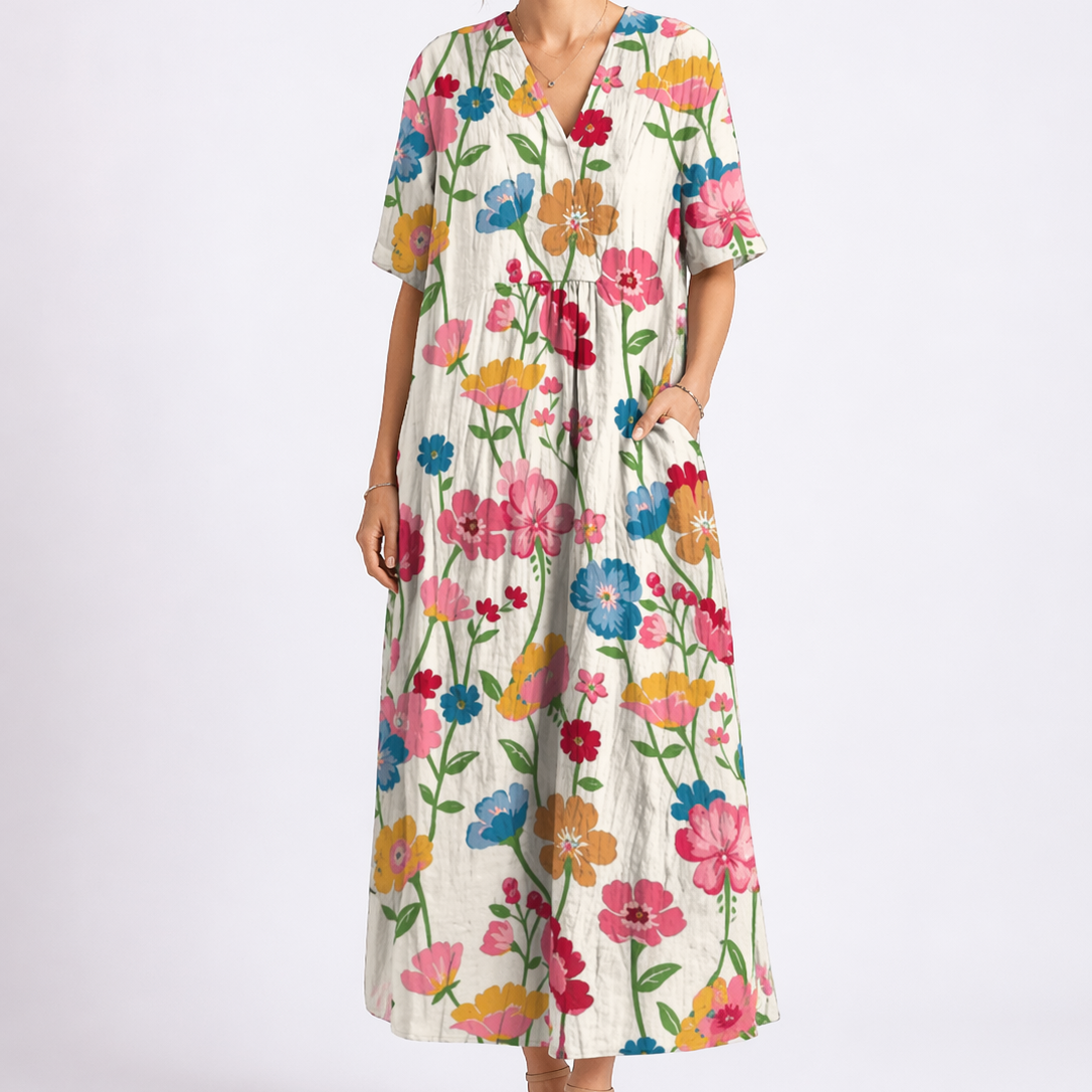 Floral Midi Dress V-Neck