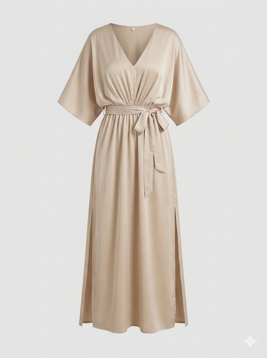 V-Neck Maxi Wrap Dress
