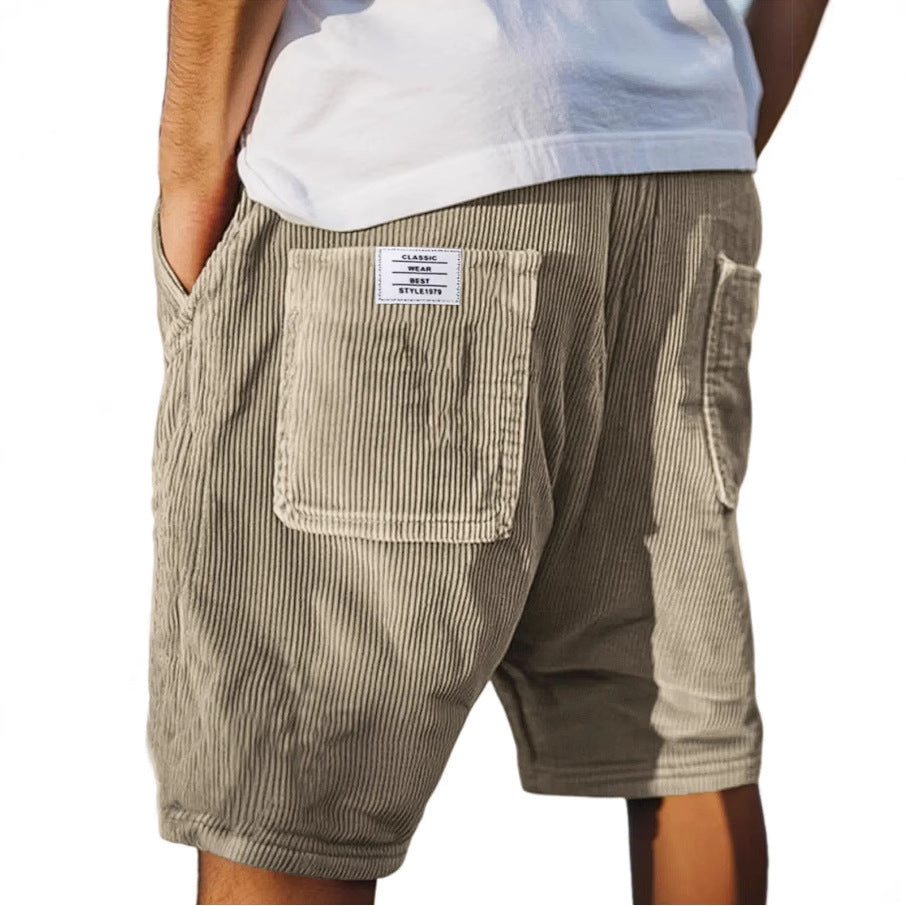 Men's corduroy shorts - relaxed fit urban shorts with elastic waist