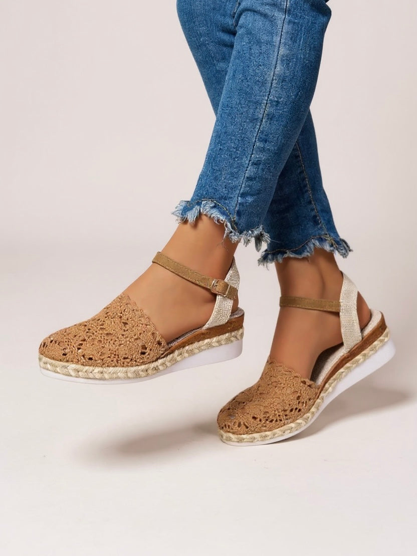 Women's espadrille wedge sandals - ankle strap platform sandals - summer holiday