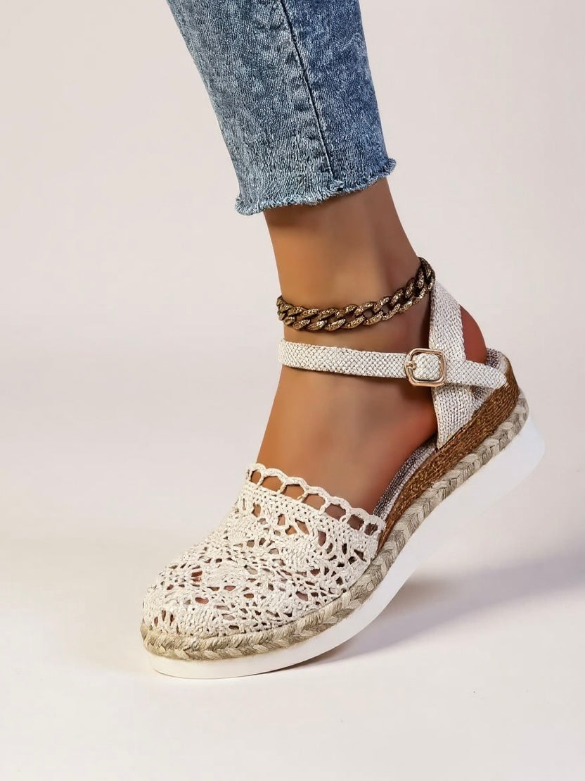 Women's espadrille wedge sandals - ankle strap platform sandals - summer holiday