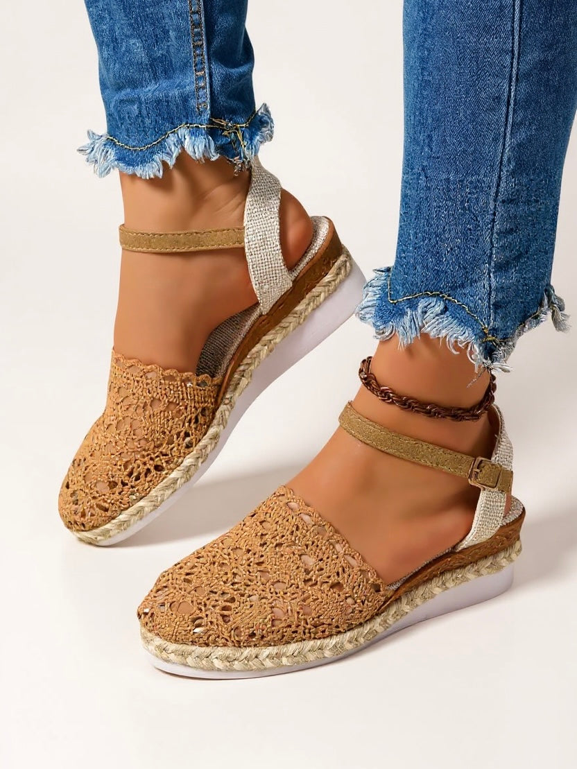 Women's espadrille wedge sandals - ankle strap platform sandals - summer holiday