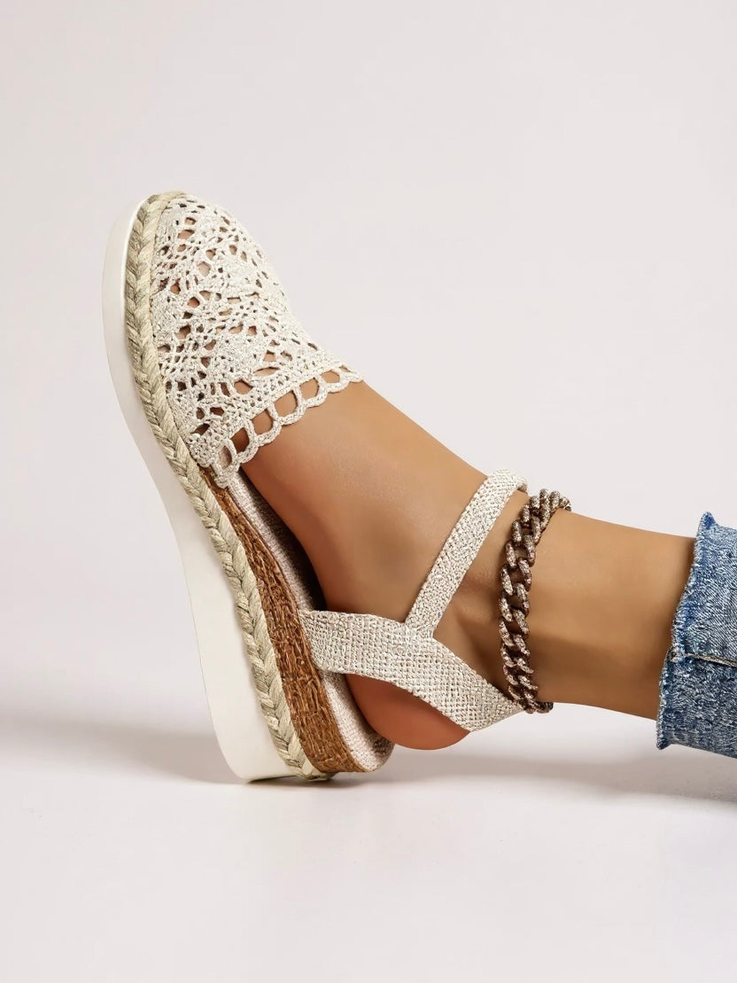 Women's espadrille wedge sandals - ankle strap platform sandals - summer holiday