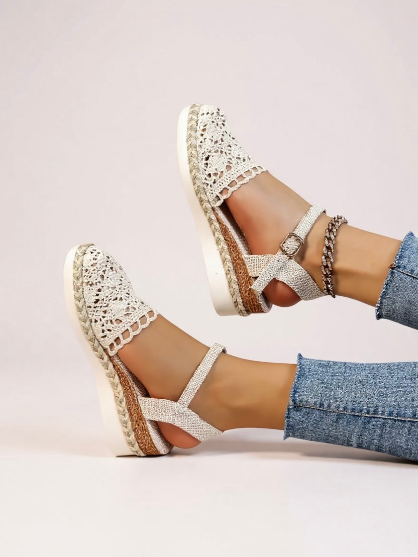 Women's espadrille wedge sandals - ankle strap platform sandals - summer holiday