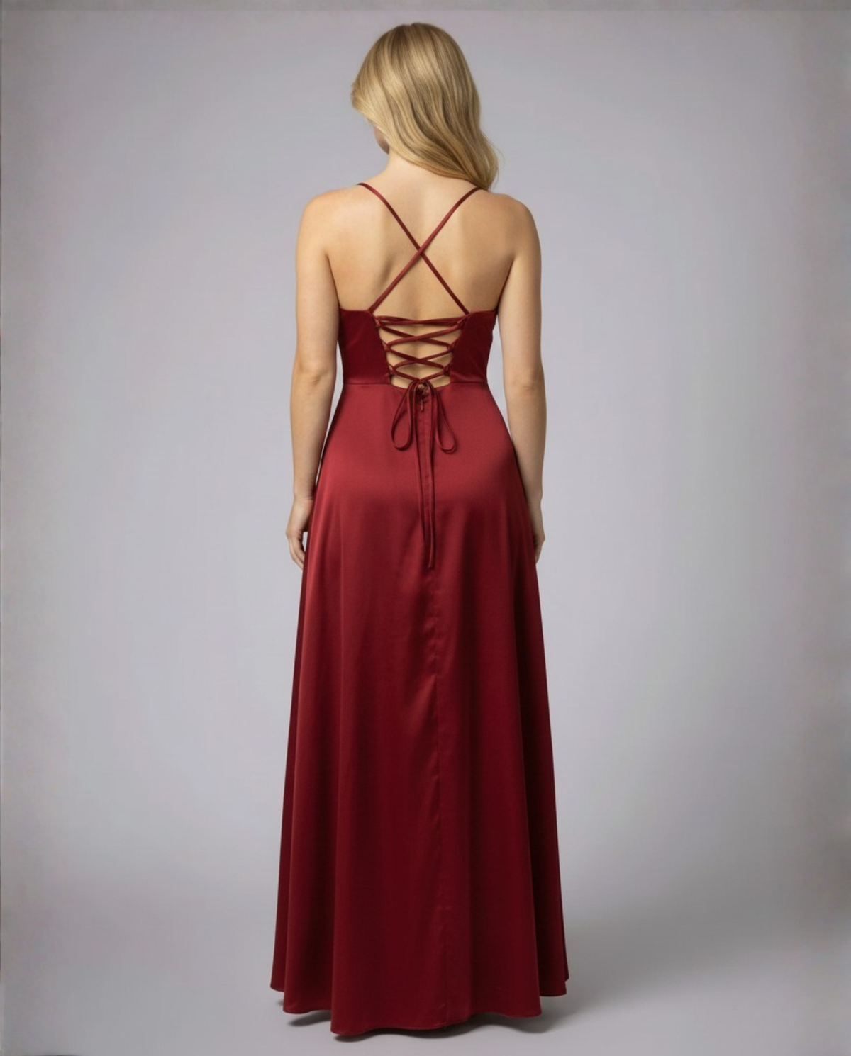 Women's maxi dress - figure-hugging drape with leg slit - formal evening