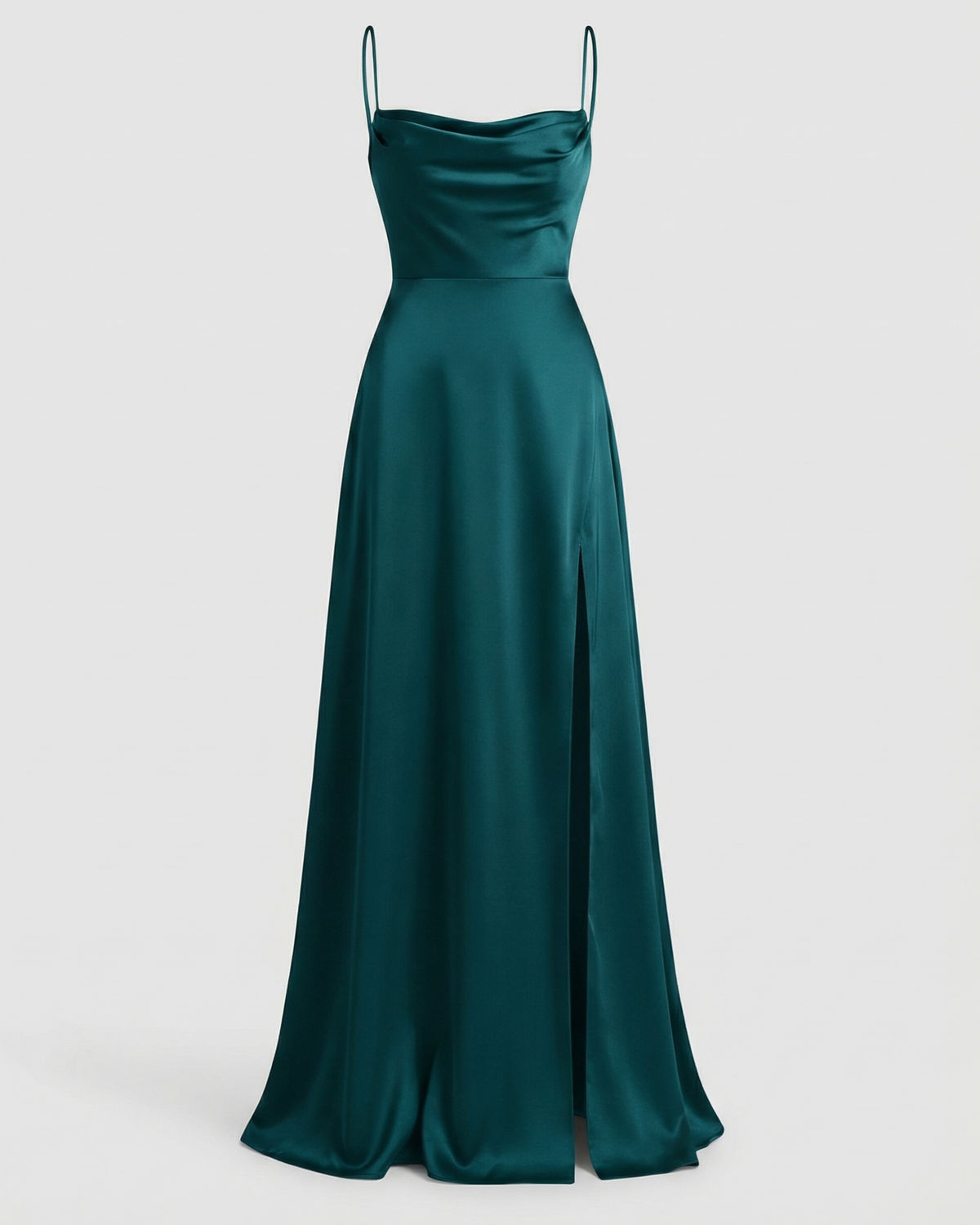 Women's maxi dress - figure-hugging drape with leg slit - formal evening