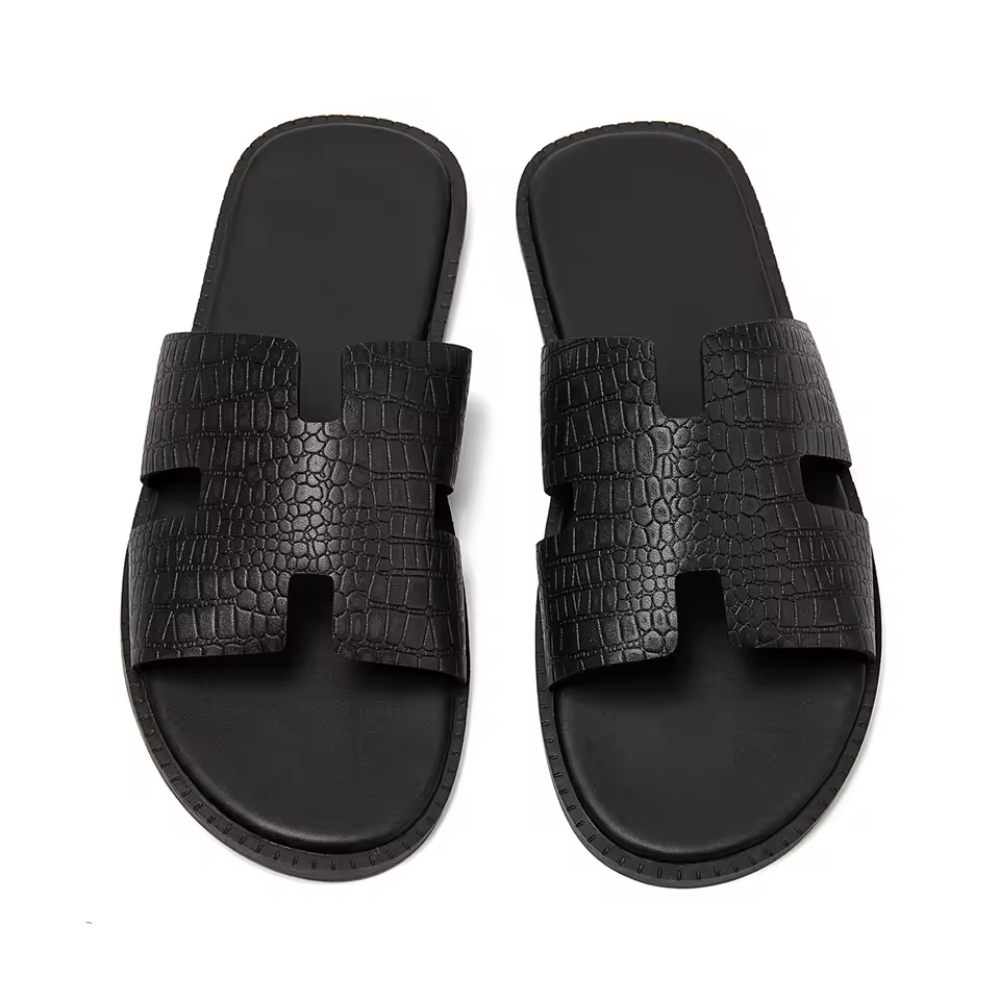 Men's Faux Leather Slide Sandals