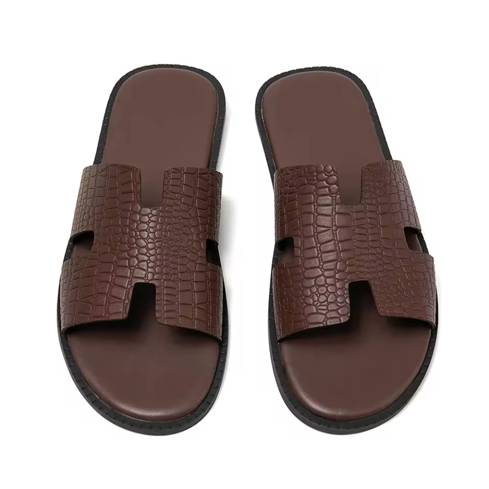 Men's Faux Leather Slide Sandals