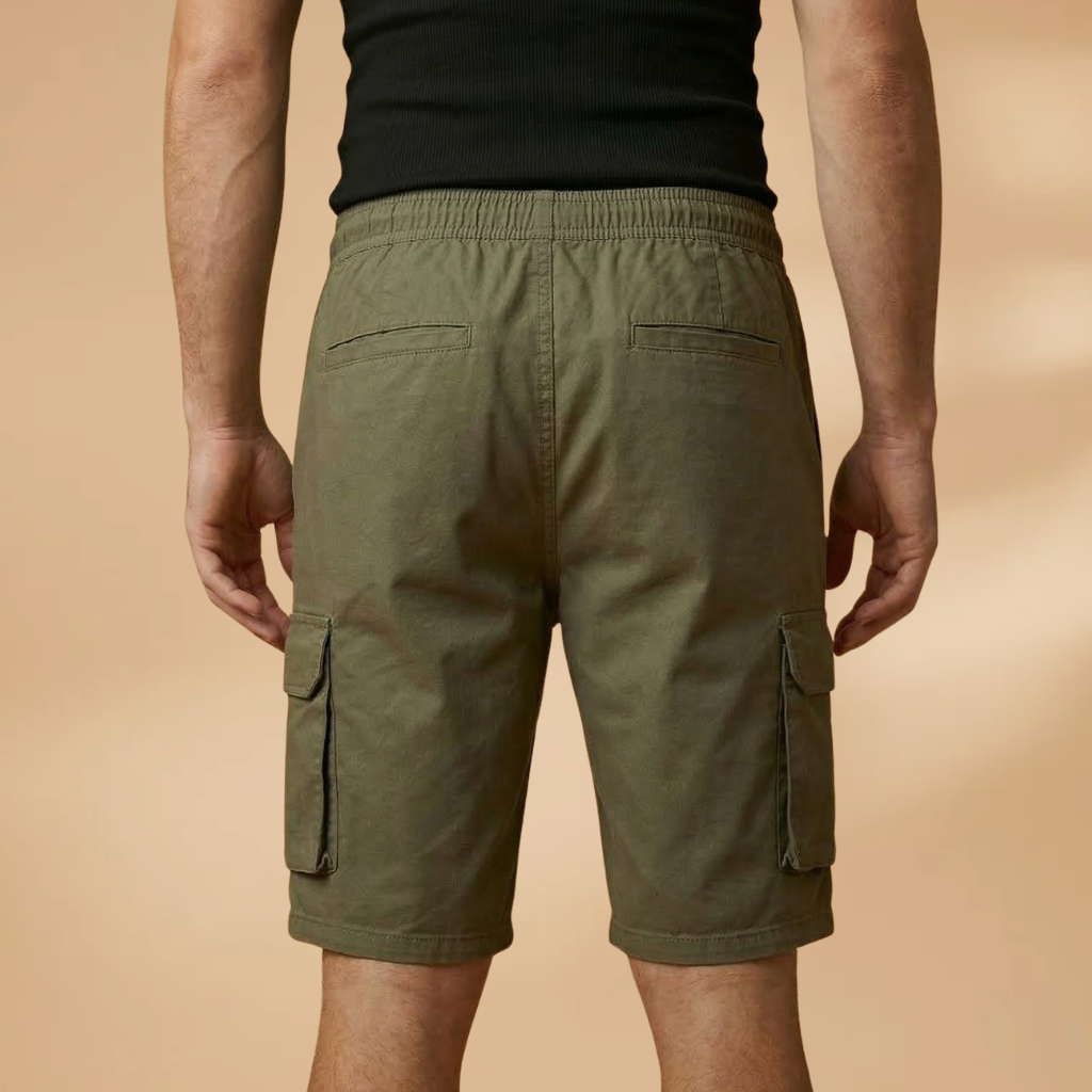 Men's cargo shorts - knee-length elastic drawstring shorts for warm weather