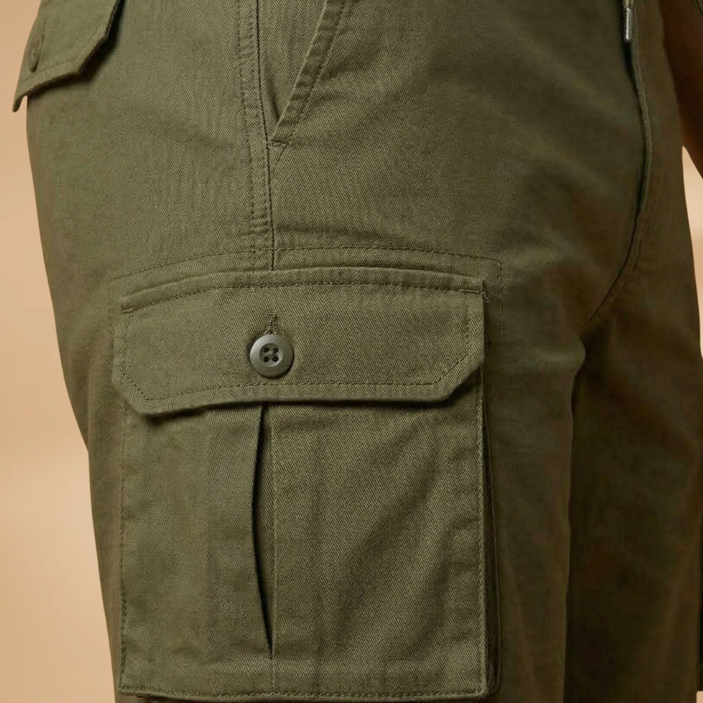 Men's cargo shorts - knee-length elastic drawstring shorts for warm weather