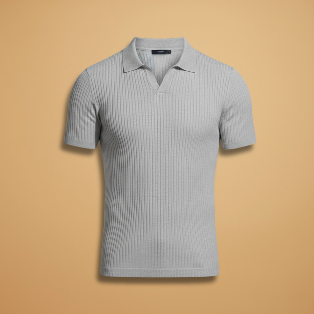 Men's slim fit polo shirt | ribbed knit top for office wear