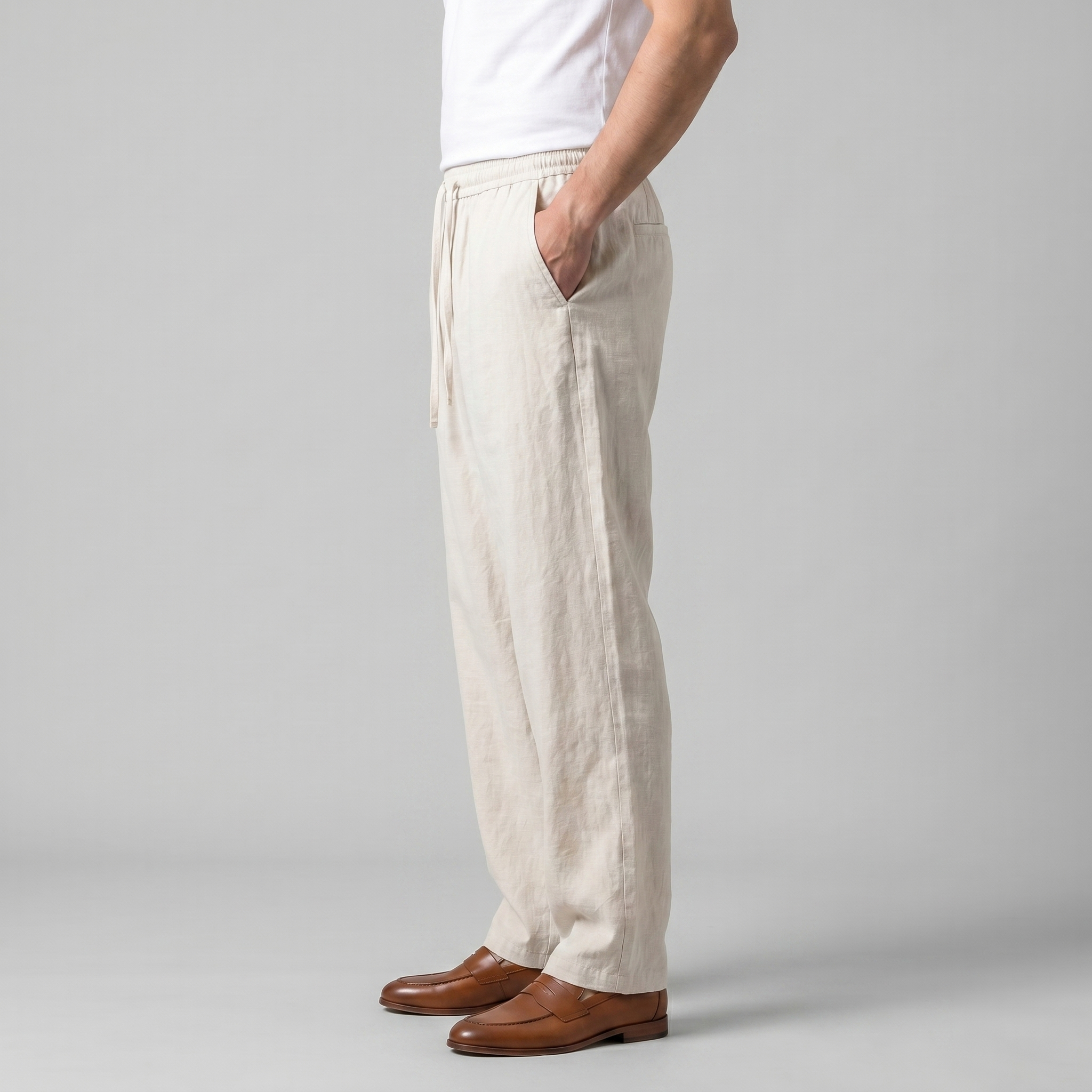 Men's baggy linen trousers | loose fit casual wear