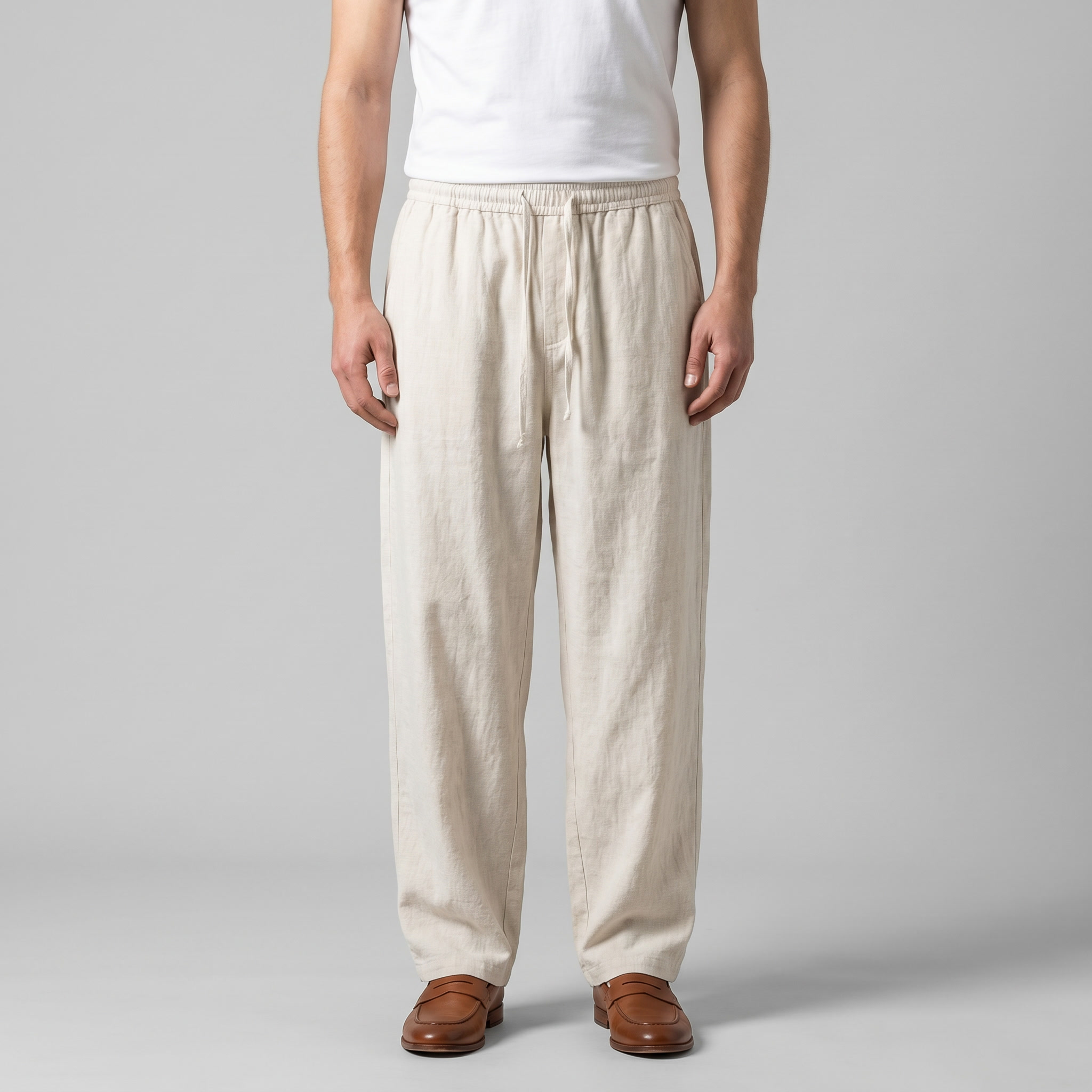 Men's baggy linen trousers | loose fit casual wear