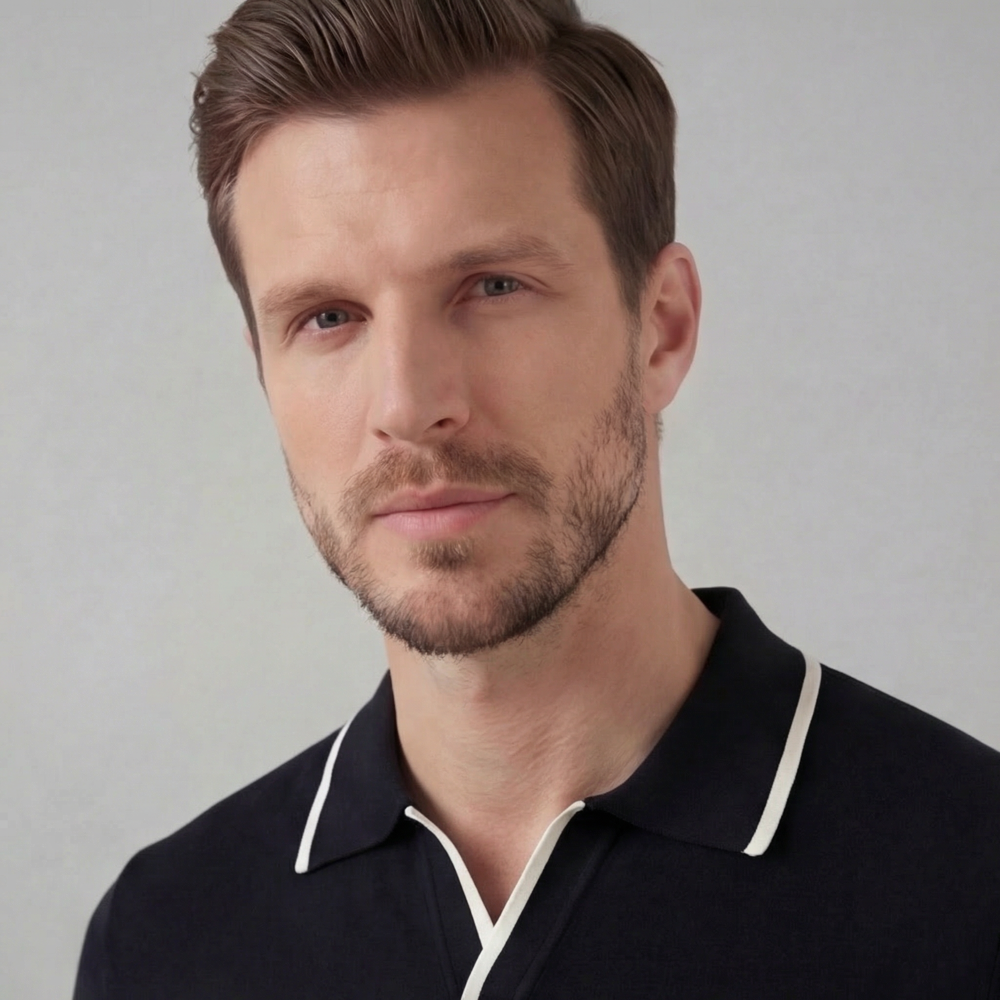 Men's knit polo shirt | buttonless casual summer top