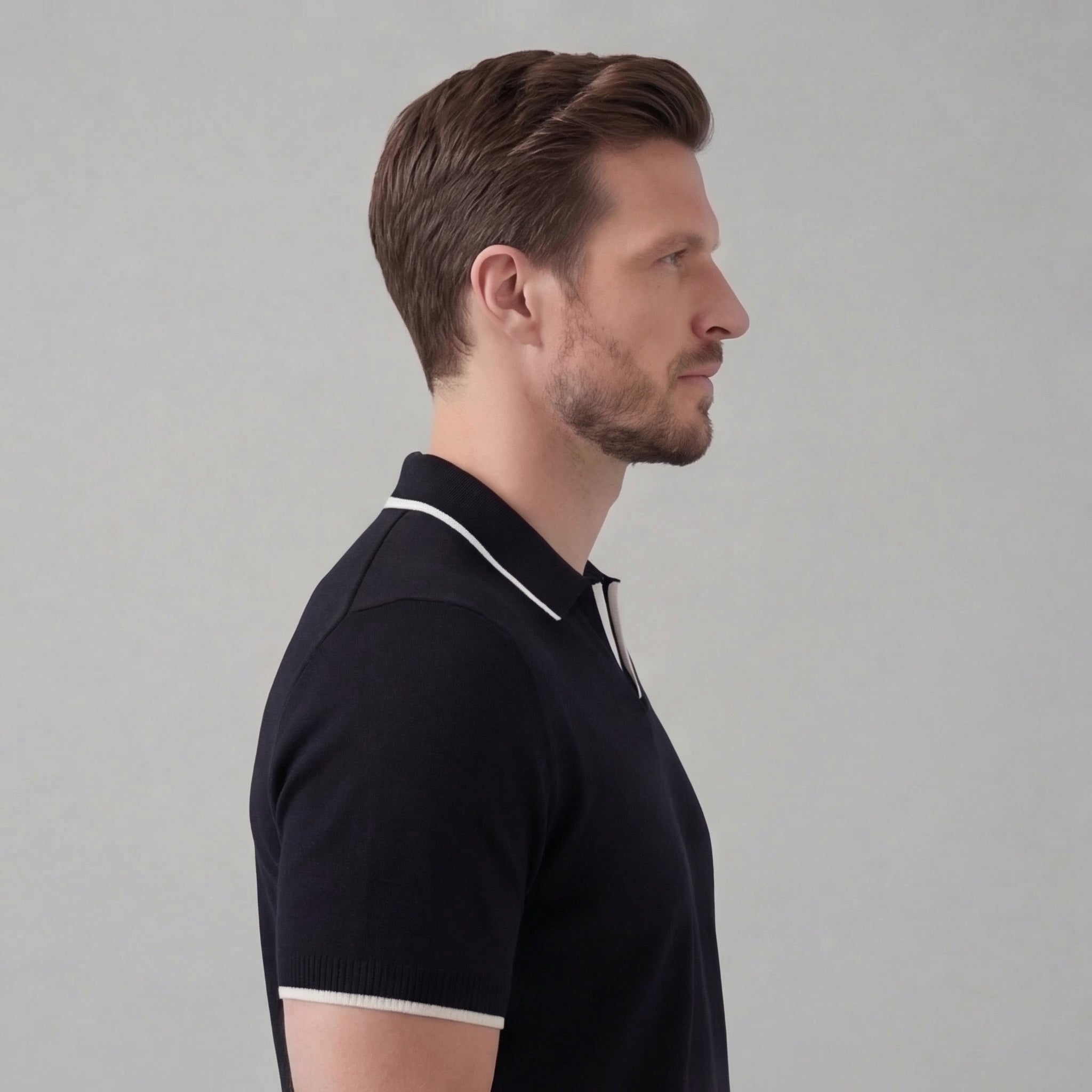Men's knit polo shirt | buttonless casual summer top