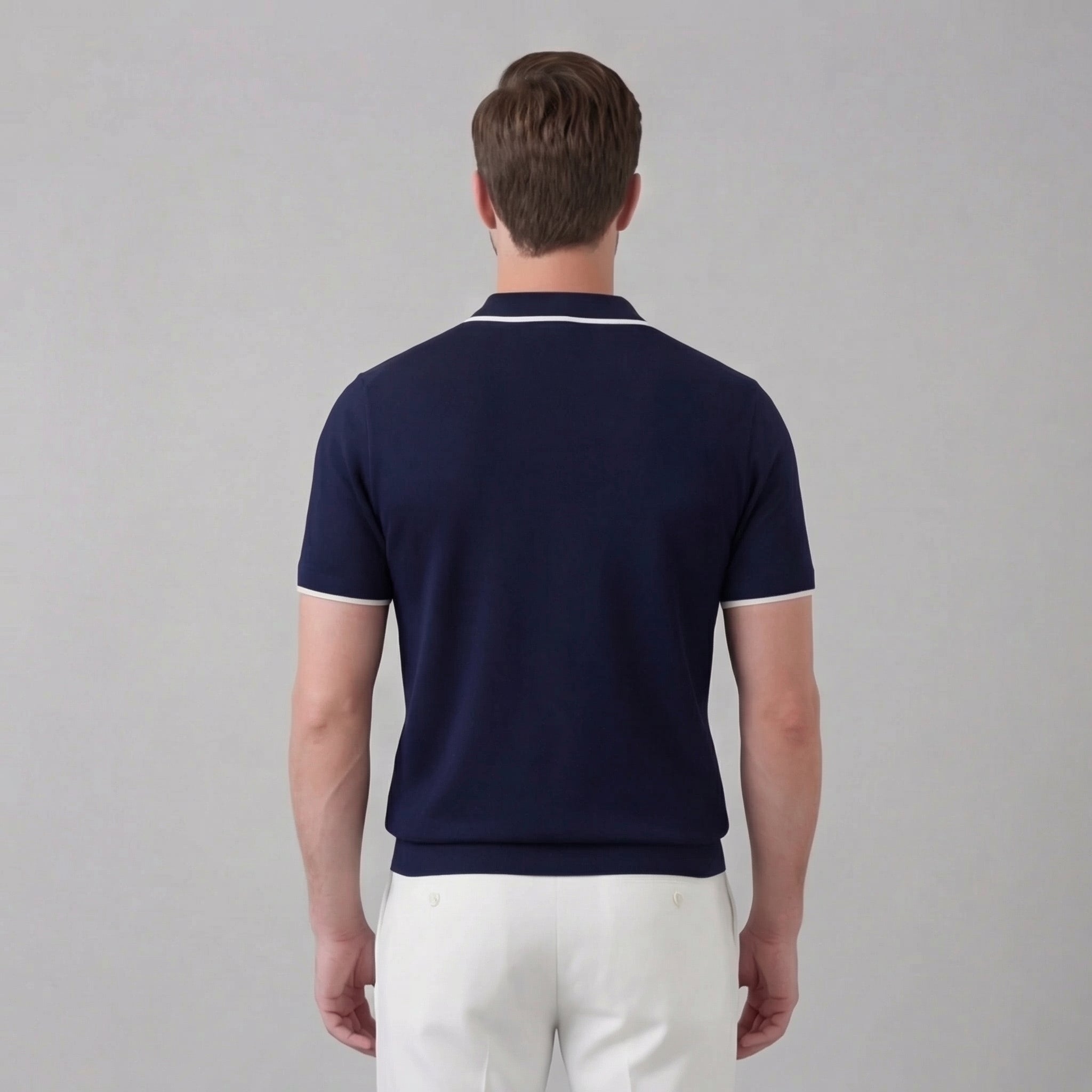 Men's knit polo shirt | buttonless casual summer top