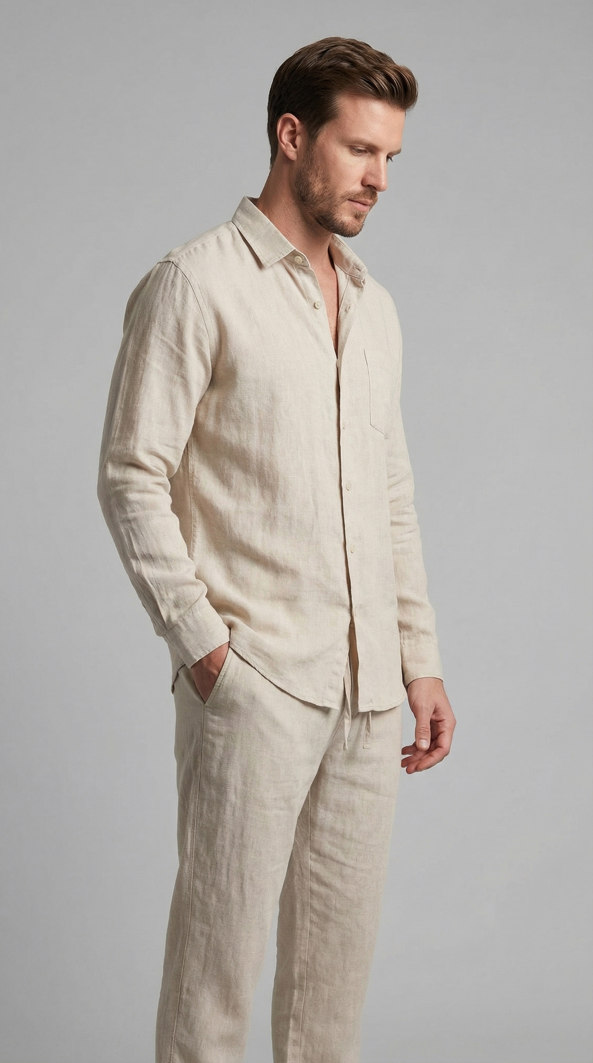 Men's linen co-ord set | slim fit two-piece ensemble