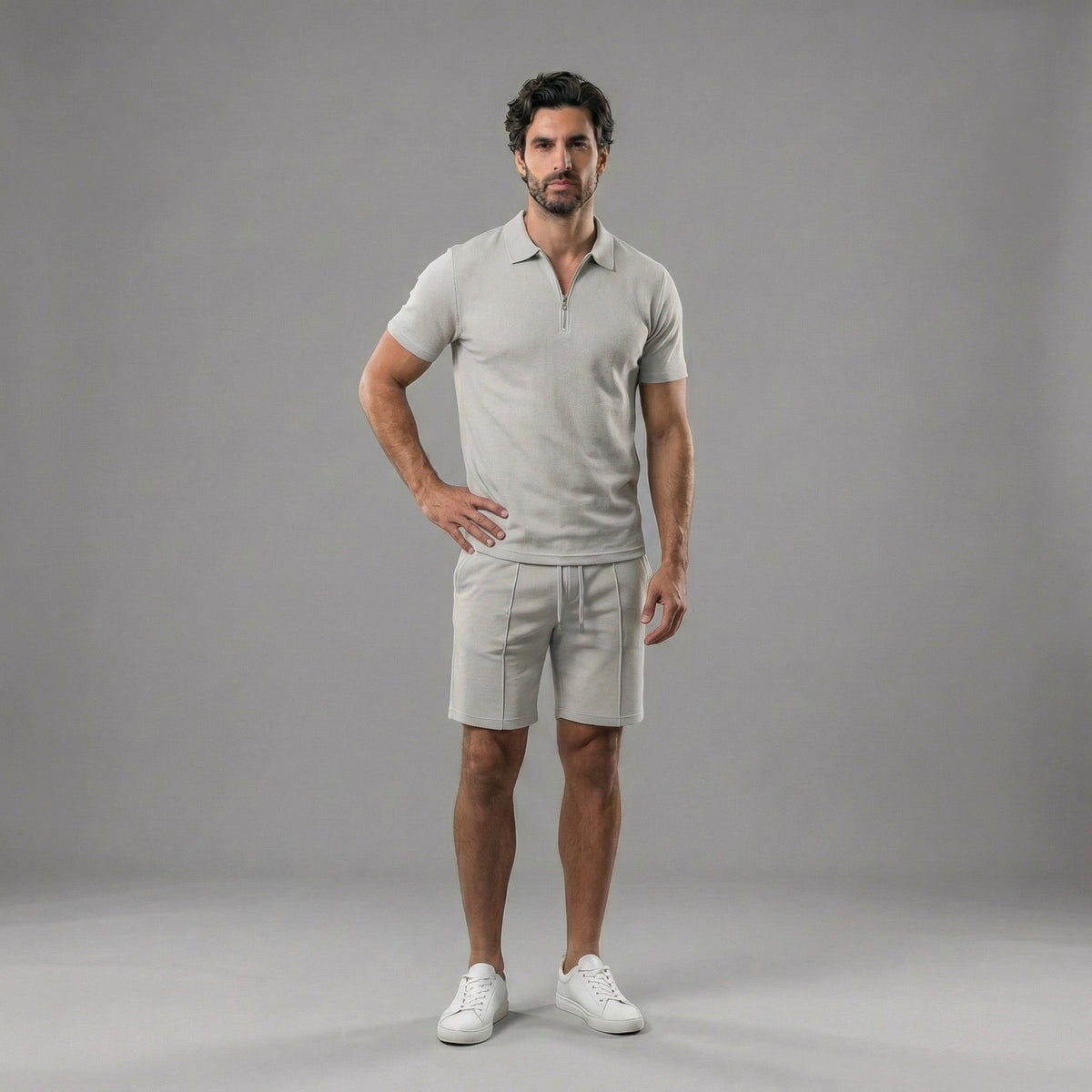 Men's polo shirt and shorts set | casual cotton ensemble
