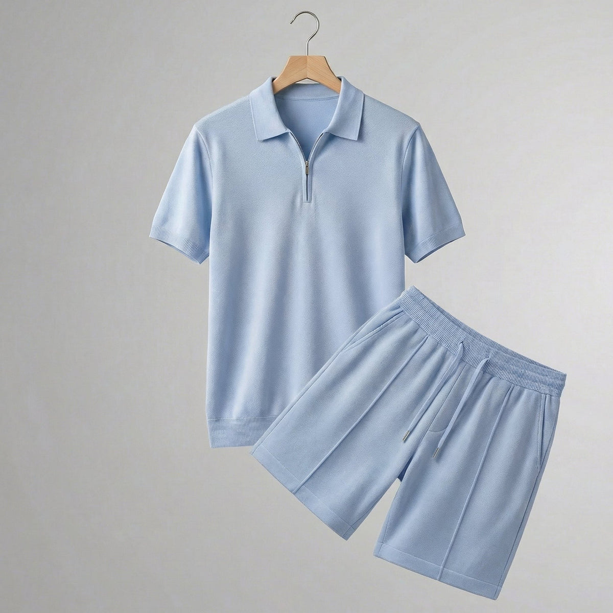 Men's polo shirt and shorts set | casual cotton ensemble