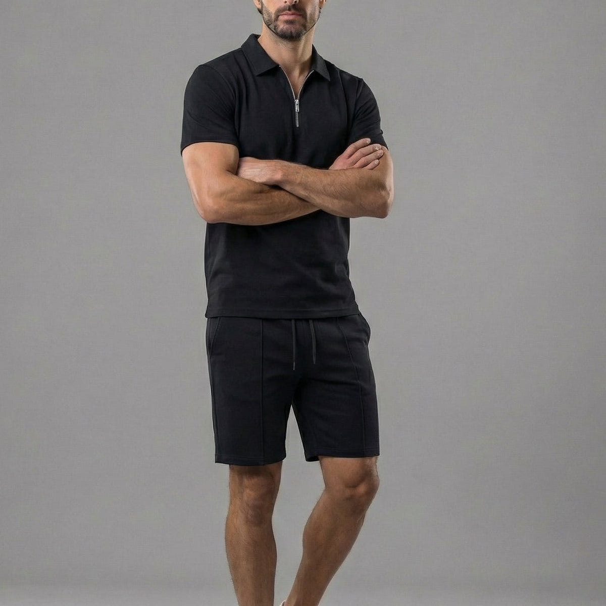 Men's polo shirt and shorts set | casual cotton ensemble