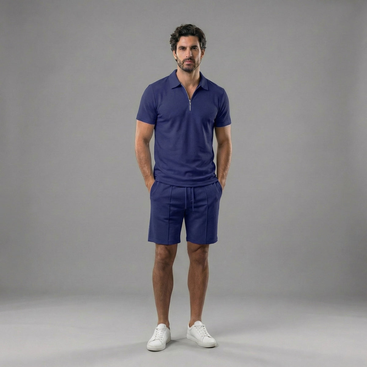 Men's polo shirt and shorts set | casual cotton ensemble