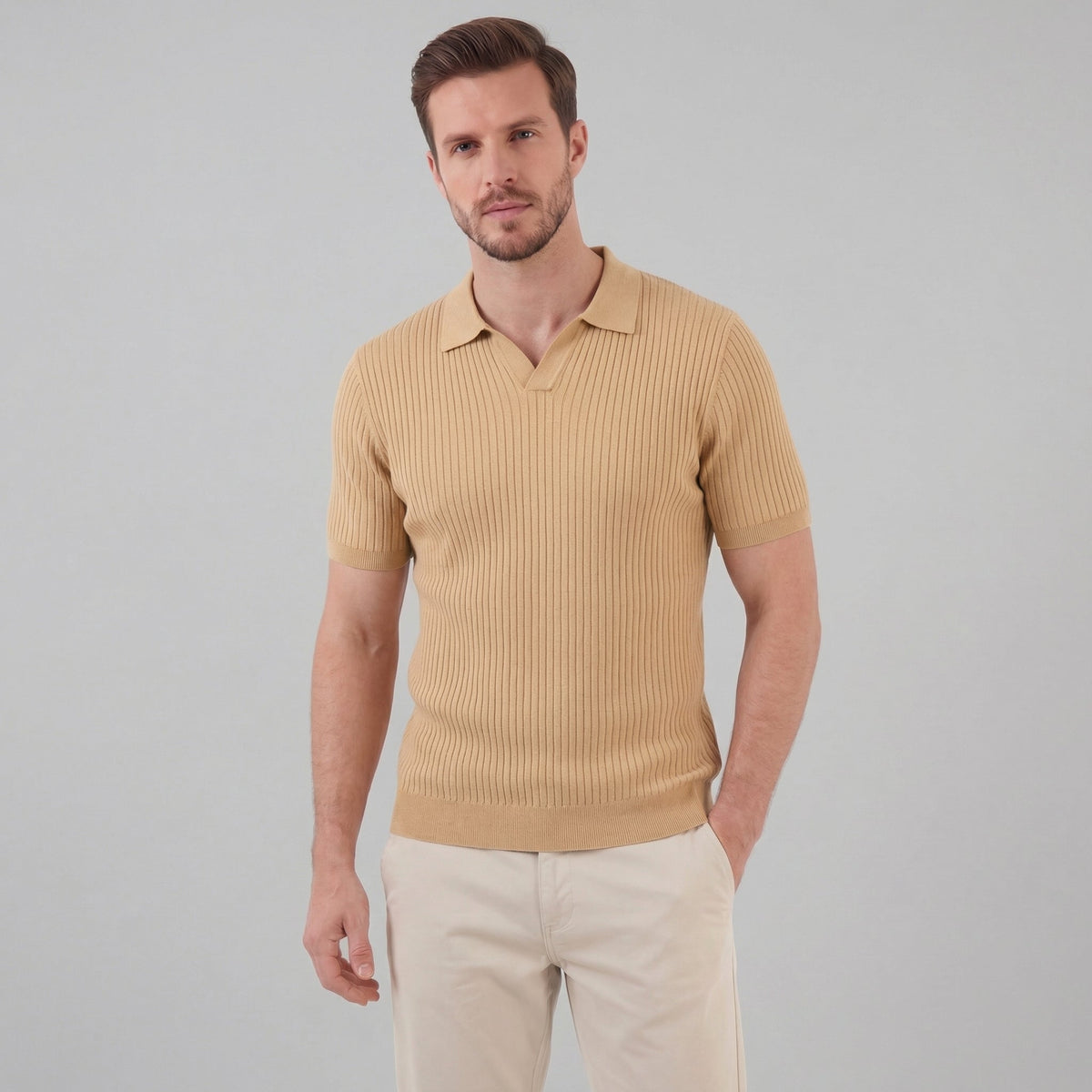 Men's knit polo shirt | cotton blend tailored fit