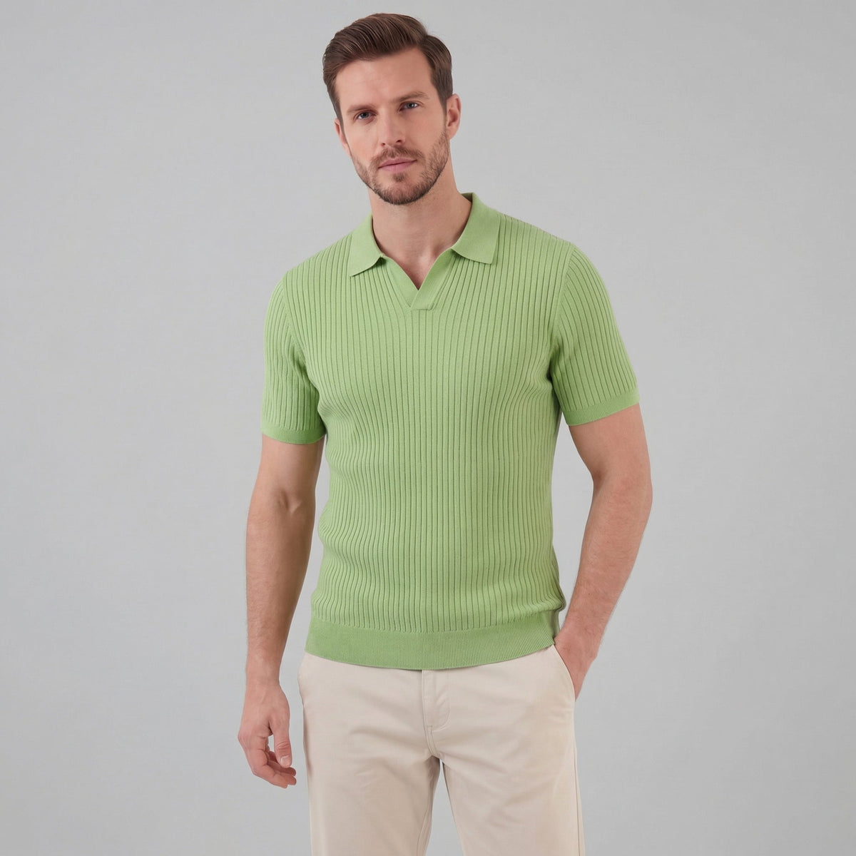 Men's knit polo shirt | cotton blend tailored fit