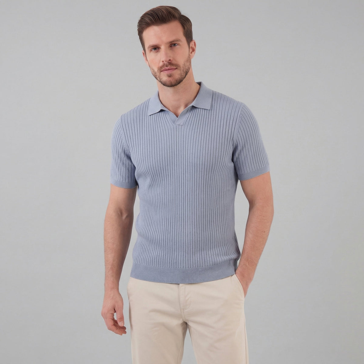Men's knit polo shirt | cotton blend tailored fit