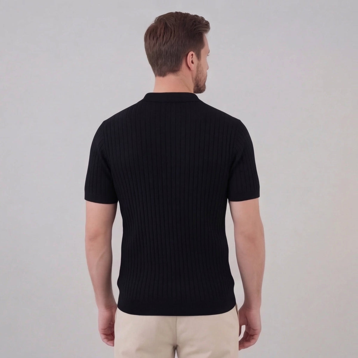 Men's ribbed V-neck polo | breathable mesh for daily wear