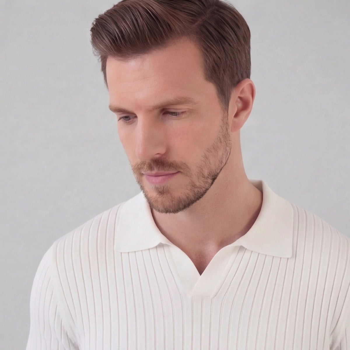 Men's ribbed V-neck polo | breathable mesh for daily wear