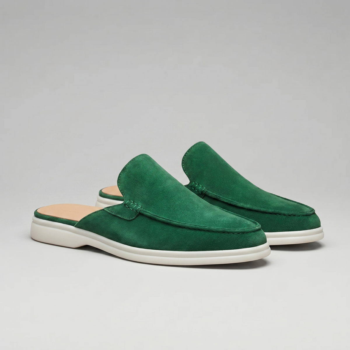 Men's suede backless mules | loafer style slip-ons