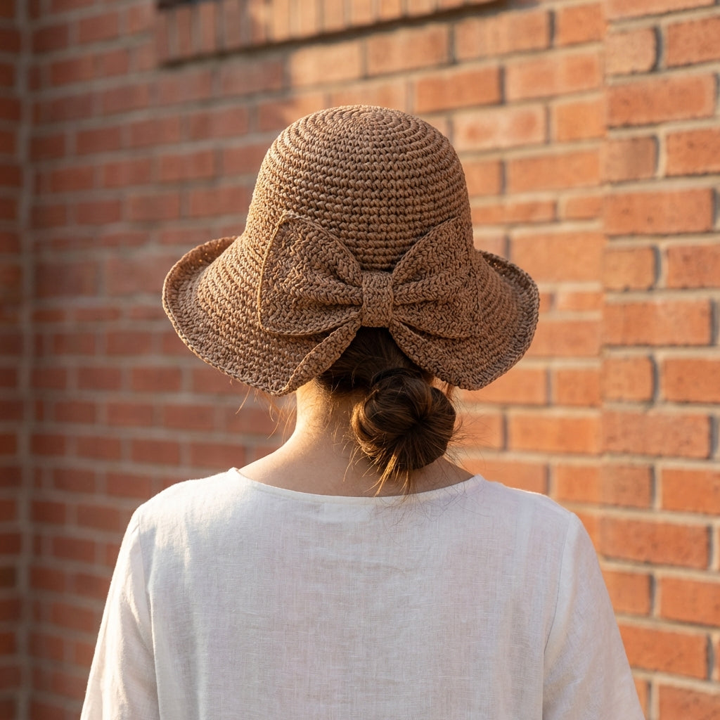 Women's bucket sun hat | wide brim with bow detail | casual holiday cap