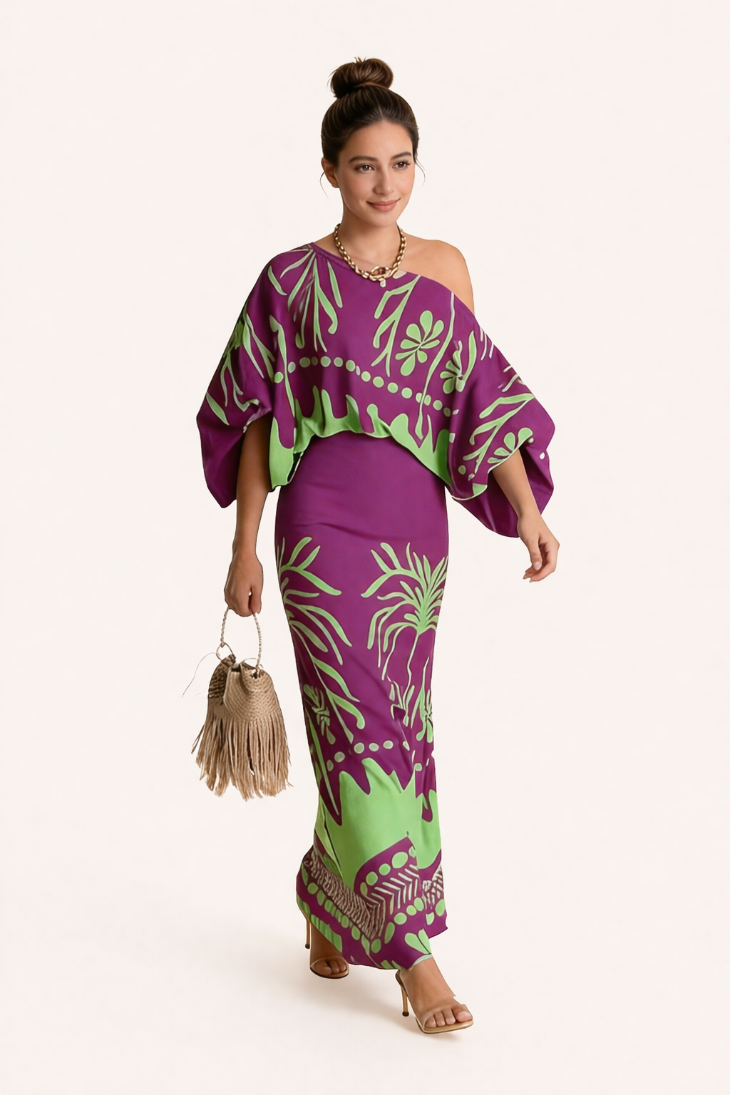 Maxi skirt and blouse set for women - loose fit - casual daily