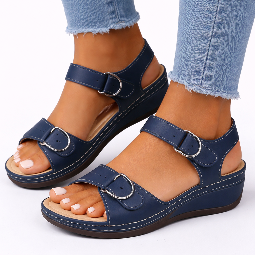 Walking Wedge Sandals With Buckles