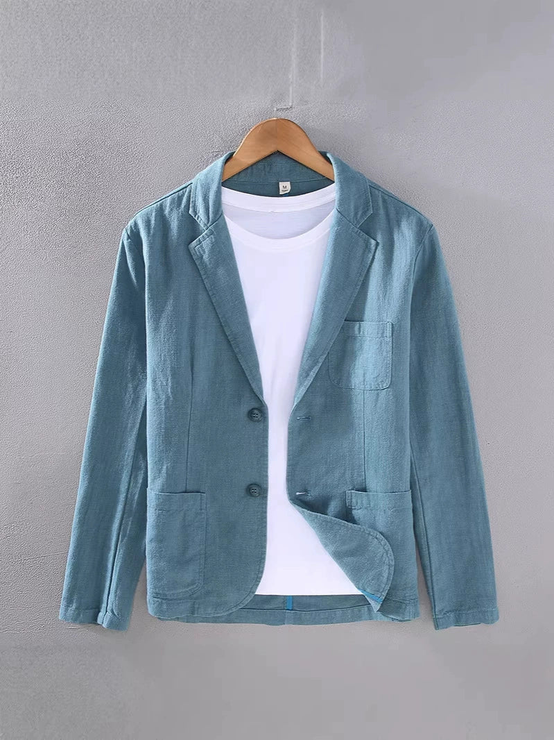 Men's linen blazer - unstructured lightweight sport coat for summer events