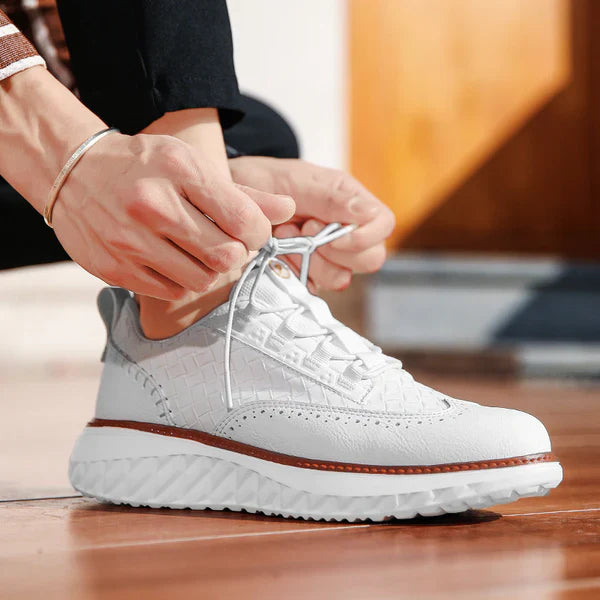 Men's leather sneakers - breathable lightweight trainers - casual daily