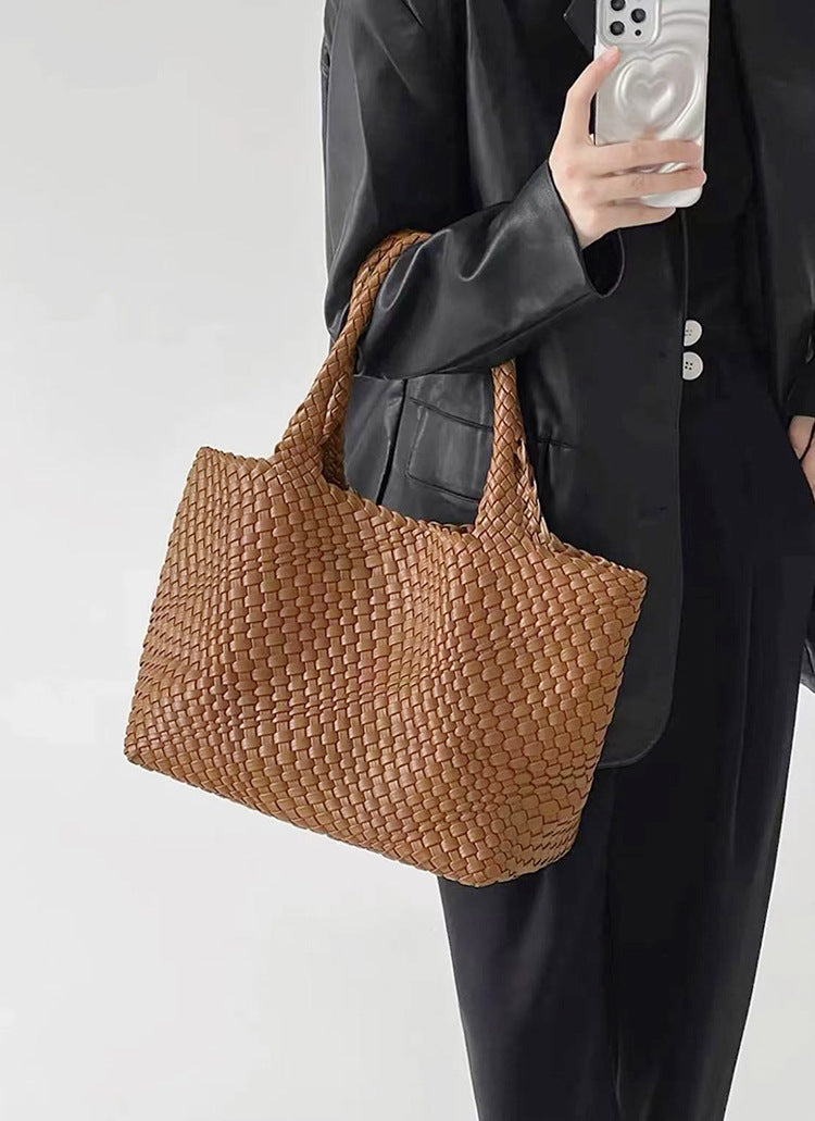 Women's woven tote bag large shoulder bag