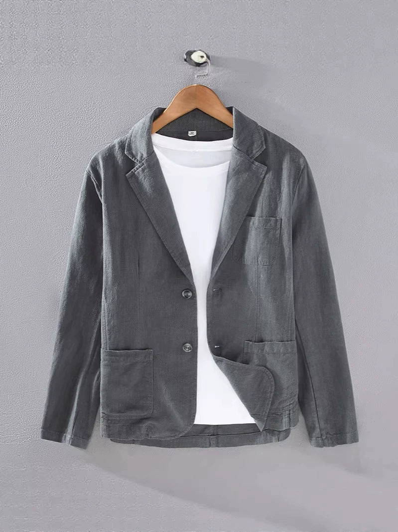 Men's linen blazer - unstructured lightweight sport coat for summer events