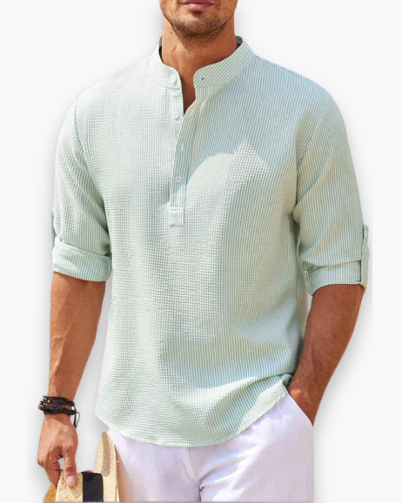 Men's Stand-Up Collar Linen Shirt