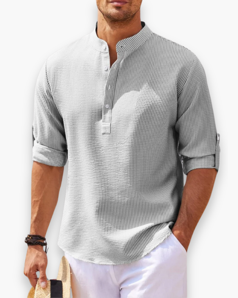 Men's Stand-Up Collar Linen Shirt