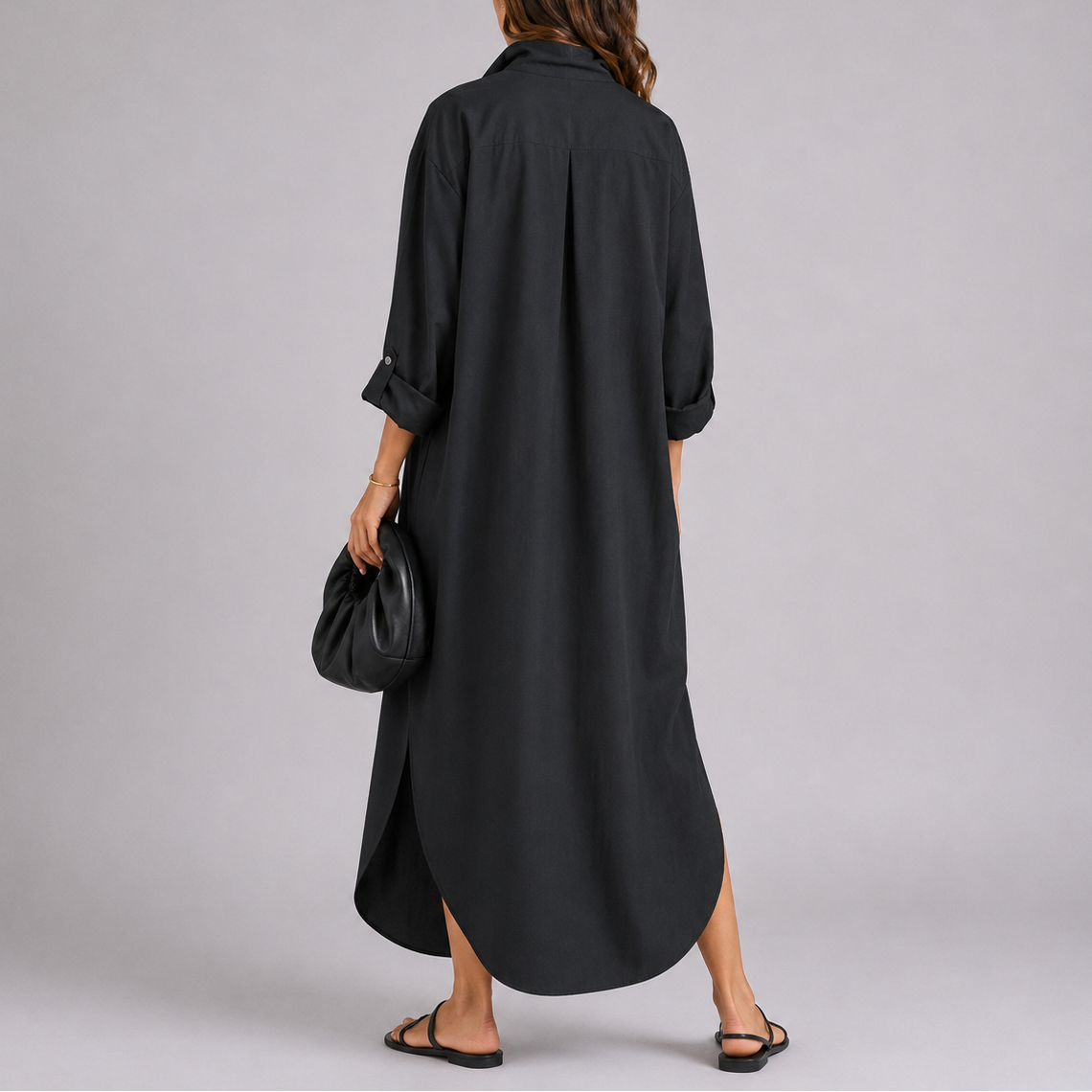 Linen Blend Button-Down Maxi Dress